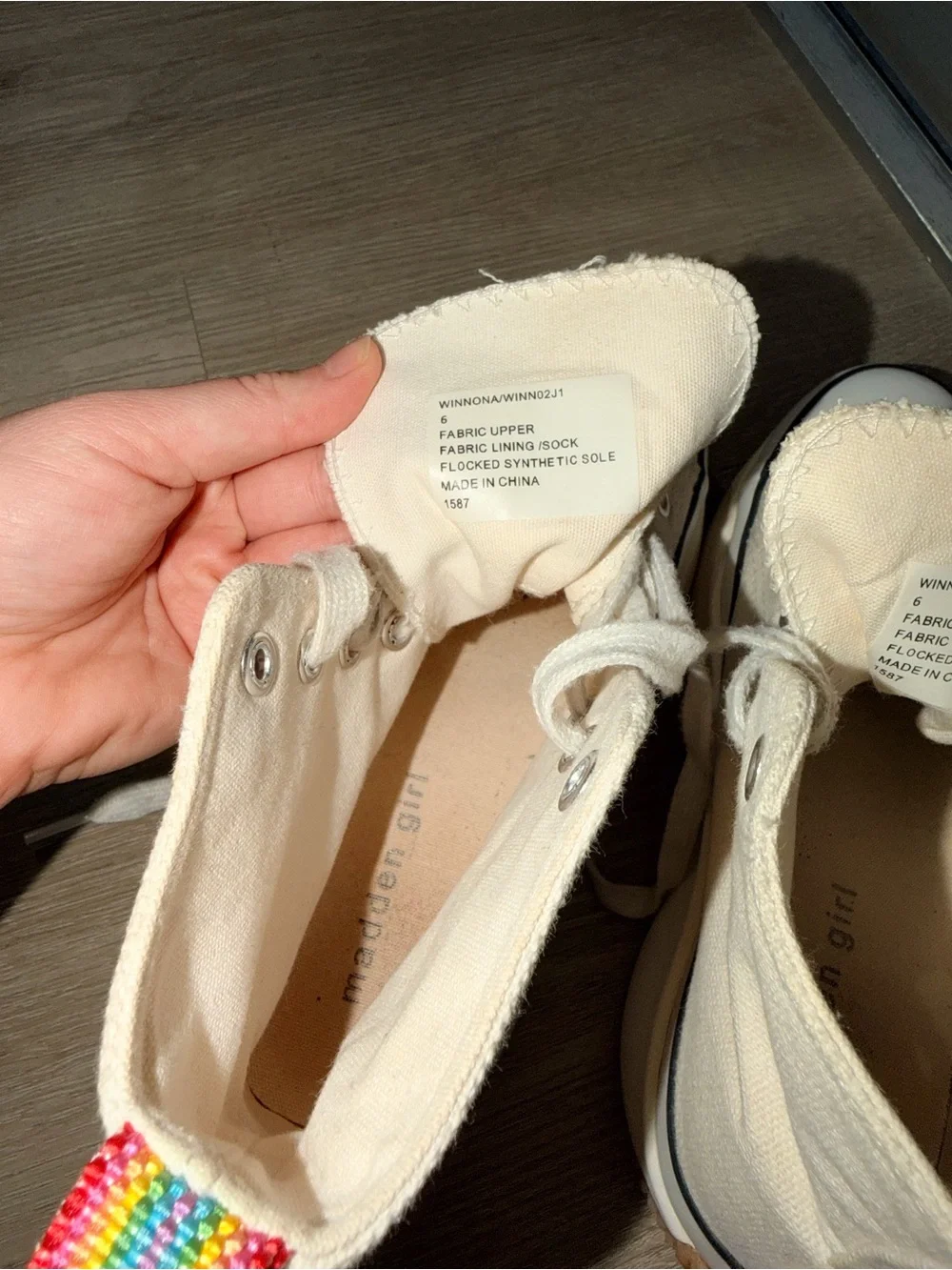 Platform High-Top Canvas Sneakers in Cream
